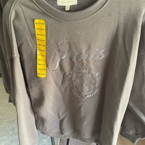 Gray Paris Embroidered Sweatshirt